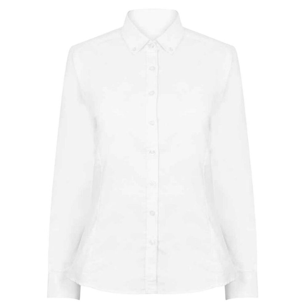 Henbury Womens/Ladies Modern Long Sleeve Oxford Shirt / White